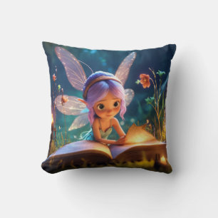 Enchanted Fairy Studying Spells Decorative Cushion