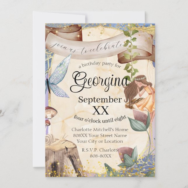 Enchanted Fairy Tale Forest Invitation (Front)