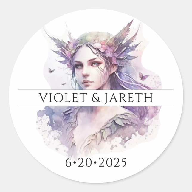 Enchanted Fairy Wedding Classic Round Sticker (Front)