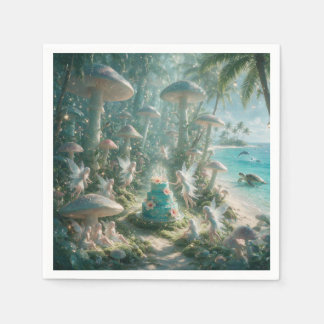 Enchanted Fairy with Dolphins and Turtles Napkin