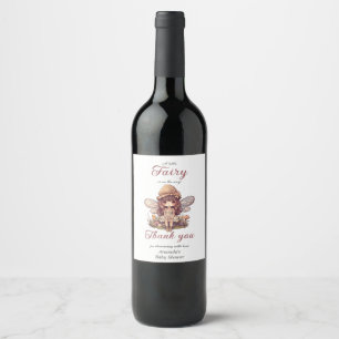 Enchanted Fairy with Mushrooms Girl Baby Shower Wine Label