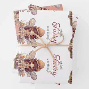 Enchanted Fairy with Mushrooms Girl Baby Shower Wrapping Paper Sheet