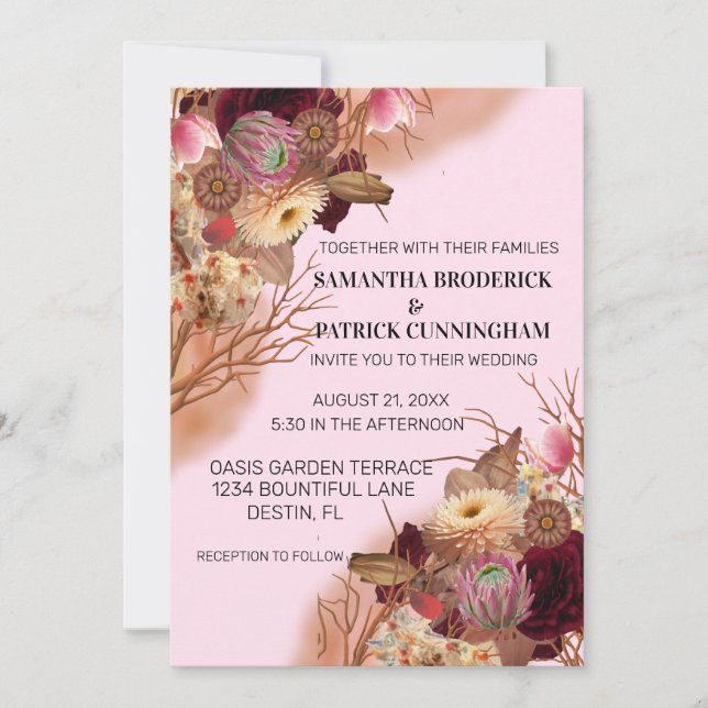 Enchanted Fairytale Boho Wildflower Wedding Invitation (Front)