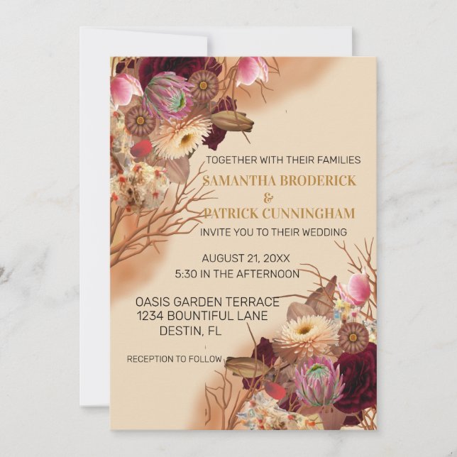 Enchanted Fairytale Boho Wildflower Wedding Invitation (Front)