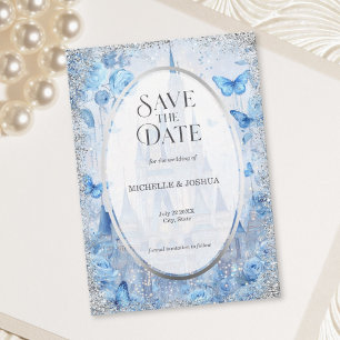 Enchanted Fairytale Castle Floral Butterflies Save The Date
