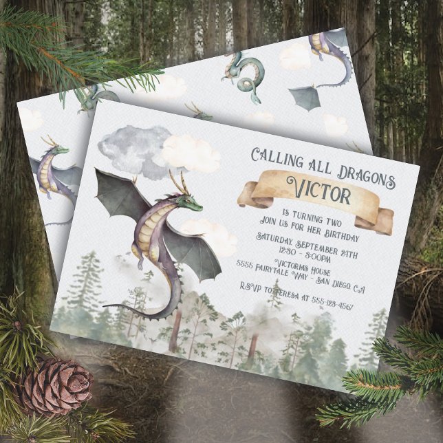 Enchanted Fairytale Forest Dragon Birthday Invitation (Creator Uploaded)