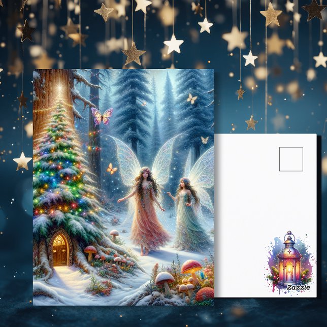 Enchanted Fairytale Forest Personalised Christmas Postcard (Creator Uploaded)