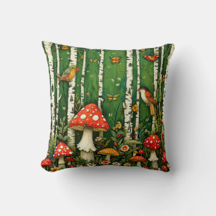 🍄 Enchanted Fairytale Mushrooms Mystical Forest Cushion