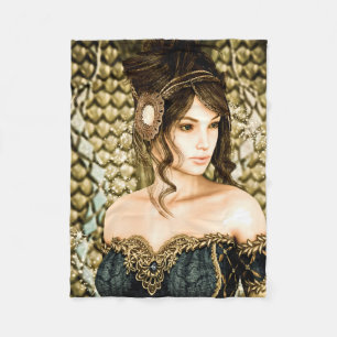 Enchanted Fairytale Princess Portrait Fleece Blanket