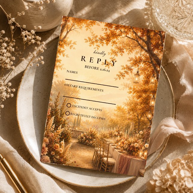 Enchanted Fall Backyard Wedding RSVP Card (Creator Uploaded)