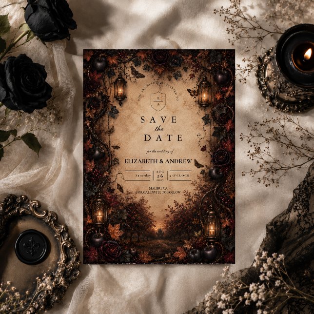 Enchanted Fall Goth Wedding Save The Date (Creator Uploaded)