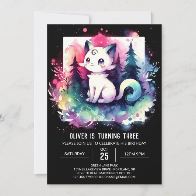 Enchanted Fantasy Cat Invitation (Front)