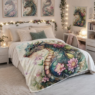 Enchanted Fantasy Dragon Sherpa Blanket