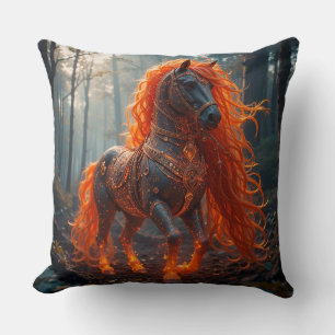 🔥 Enchanted Fiery Horse Vibrant Fantasy Wild Art Cushion