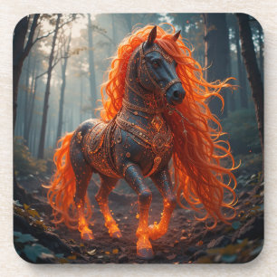 Enchanted Fiery Horse With Vibrant Mane Coaster