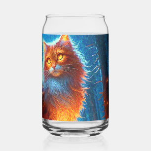 Enchanted Fire Feline Can Glass