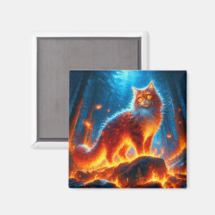 Enchanted Fire Feline Magnet