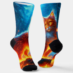 Enchanted Fire Feline Socks