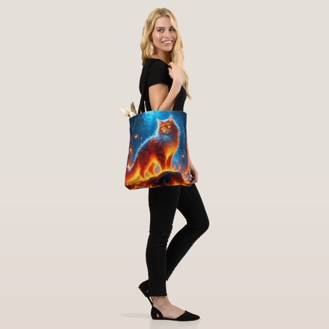 Enchanted Fire Feline Tote Bag (On Model)