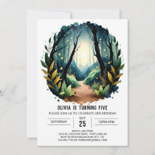 Enchanted Fireflies Nature Woodland Birthday Invitation