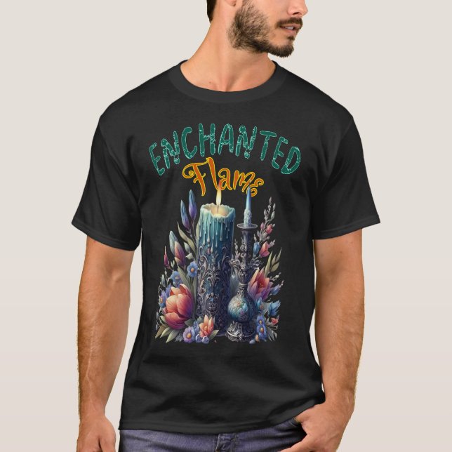 Enchanted Flames: Candles Burning T-Shirt (Front)