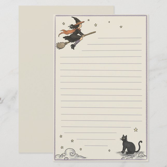 Enchanted Flight Lined 5.5" x 8.5" Paper Sheet (Front/Back)