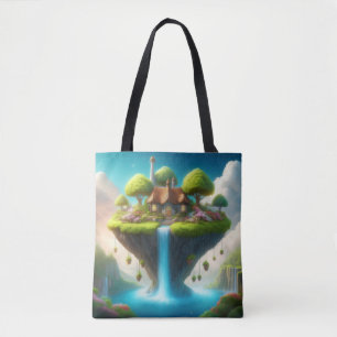 Enchanted Floating Island Cottage – Whimsical Fant Tote Bag