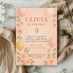 Enchanted Floral Balloon Birthday Soirée Invitation
