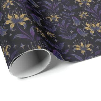 Enchanted Floral Bat Wrapping Paper