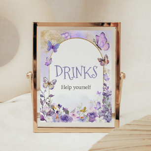 Enchanted Floral Butterfly Baby Shower Drinks Poster