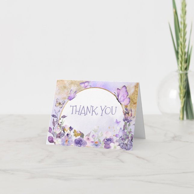 Enchanted Floral Butterfly Baby Shower Thank You Card (Front)