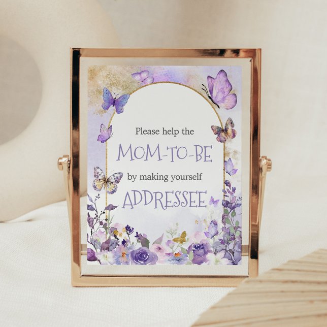 Enchanted Floral Butterfly Envelope Station Poster (Enchanted Floral Butterfly Arch Baby Shower Envelope Station Sign)