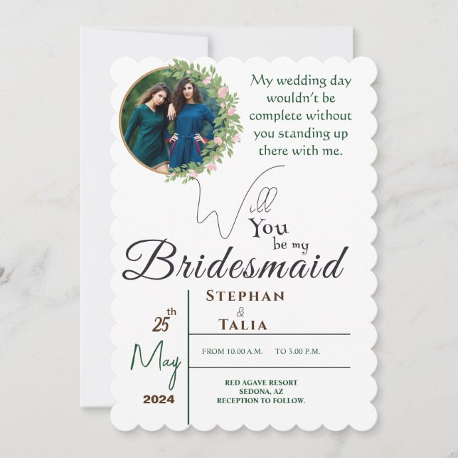 Enchanted Floral Elegance Bridesmaid Proposal Info Invitation (Front)