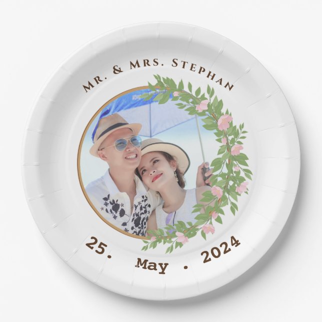 Enchanted Floral Elegance wedding Paper Plate (Front)