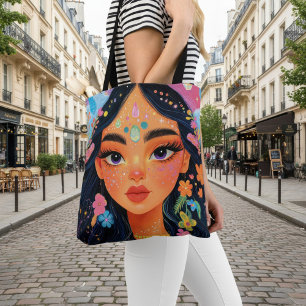 Enchanted Floral Goddess Tote Bag