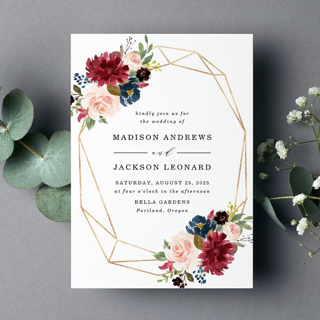 Enchanted Floral | Gold Frame Wedding Invitation (Creator Uploaded)