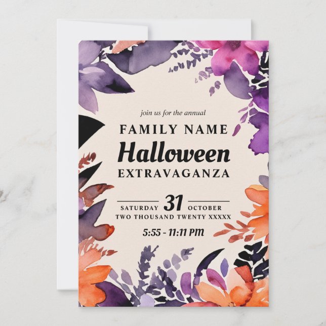 Enchanted Floral Halloween Costume Contest Party Invitation (Front)
