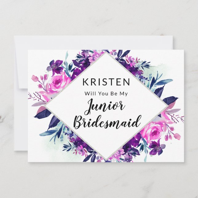 Enchanted Floral Jr. Bridesmaid Proposal Card (Front)