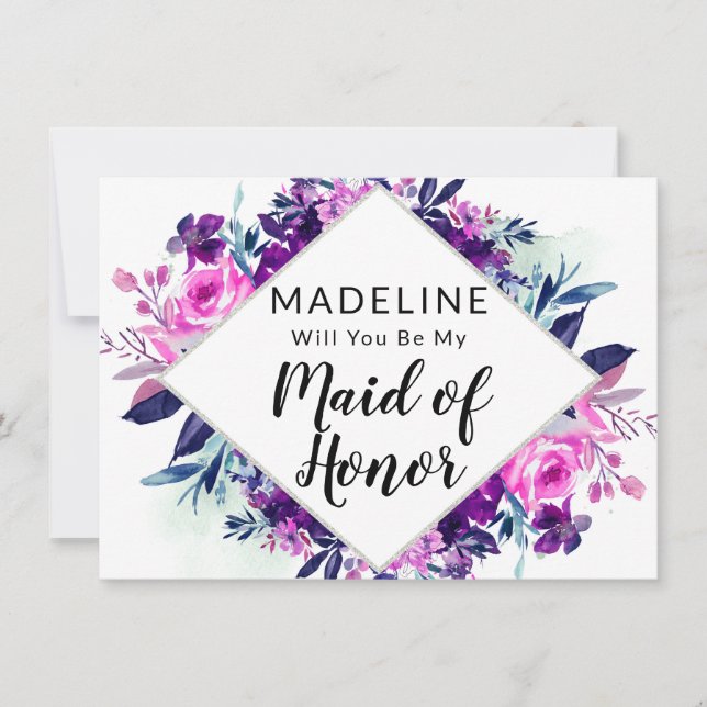 Enchanted Floral Maid of Honour Proposal Card (Front)