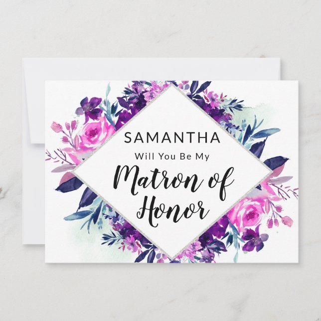 Enchanted Floral Matron of Honour Proposal Card (Front)