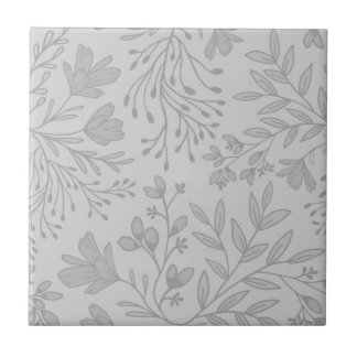Enchanted Floral Meadow Dreams L5 Grey White Tile