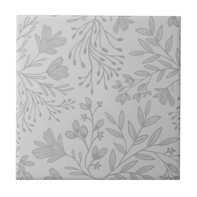 Enchanted Floral Meadow Dreams L5 Grey White Tile (Front)
