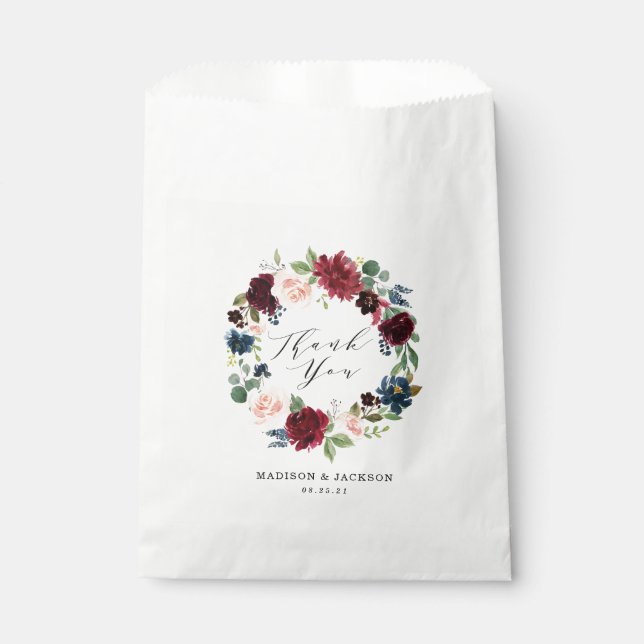 Enchanted Floral | Personalised Wedding Thank You Favour Bags (Front)