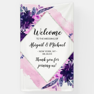 Enchanted Floral Purple Wedding Sign Welcome