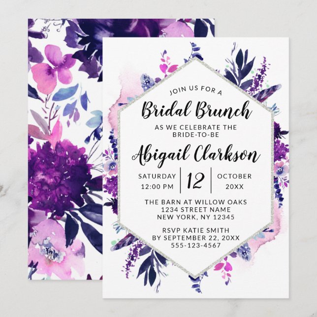 Enchanted Floral Watercolor Bridal Brunch Shower Invitation (Front/Back)