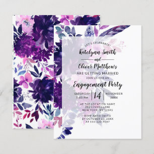 Enchanted Floral Watercolor Engagement Party Invitation