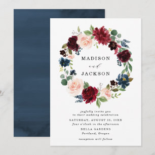 Enchanted Floral   Wreath Wedding Invitation
