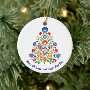 Enchanted Florals: A Yuletide Tapestry of Folklore Ceramic Tree Decoration