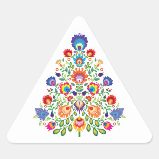 Enchanted Florals: A Yuletide Tapestry of Folklore Triangle Sticker