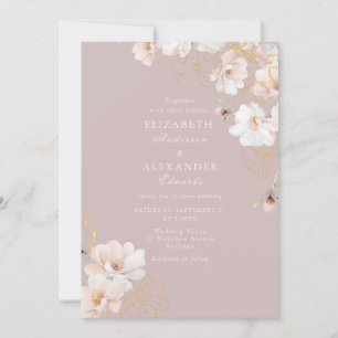 Enchanted Florals Wildflower Blush Pink Wedding Invitation